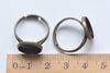 10 pcs of Antique Bronze Adjustable Ring Blank Shank Base with 12mm Bezel