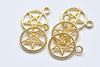 Shiny Gold Wicca Pentacle Pentagram Star Circle Charms 20mm