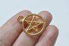 Shiny Gold Wicca Pentacle Pentagram Star Circle Charms 20mm