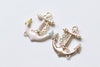 Half White/Black/Pink Enamel Gold Anchor Connector Charms Set of 5