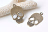 10 pcs Antique Silver/Bronze Flat Skull Scary Charms Pendants