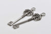 6 pcs Gunmetal Black Double Dragon Key Pendants Charms 21x70mm
