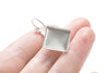 Silver Square Cabochon Earring Settings French Earwire Size 8mm/12mm/15mm