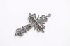 10 pcs Antique Bronze/Copper/Silver/Black/Gold Filigree Cross Pendants Charms 42x63mm