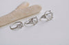 Rhodium Plated 925 Solid Sterling Silver Oval Bezel Rhinestone Adjustable Ring Blanks