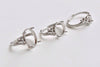 Rhodium Plated 925 Solid Sterling Silver Oval Bezel Rhinestone Adjustable Ring Blanks
