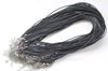 Black Wax Cord Necklaces With Lanyard Hook Spring Clips 1.5mm