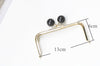 Light Gold Purse Frame Black Ball Kisslock Bag Hanger Glue-in Style 13cm x 6cm