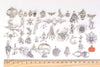 Antique Silver Halloween Themed Ghost Skull Charms Mixed Style Set of 43