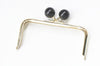 Light Gold Purse Frame Black Ball Kisslock Bag Hanger Glue-in Style 13cm x 6cm