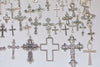 Antique Silver Cross Ankh Religious Charms Mixed Styles Set of 70