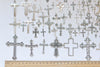 Antique Silver Cross Ankh Religious Charms Mixed Styles Set of 70