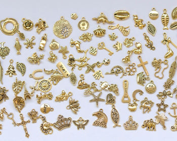 Antique Gold Fancy Charms Mixed Styles Set of 100 A206
