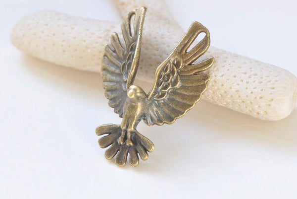 Flying Bird Connector Antique Bronze Eagle Hummingbird Pendants Set of 10 A4841