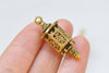6 pcs of Antique Gold 3D Filigree Lantern Pendant Charms 12x35mm A5226