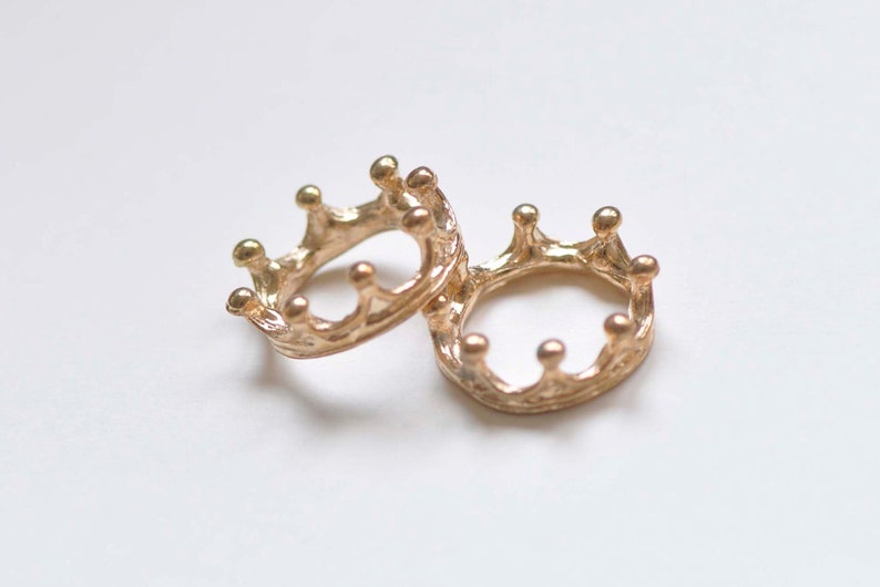 Light Gold Crown Ring Small Charms Pendants 6x17mm Set of 10 A2569