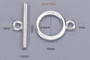 2 Sets 925 Sterling Silver Toggle Clasps Silver/Platinum/Gold/Rose Gold