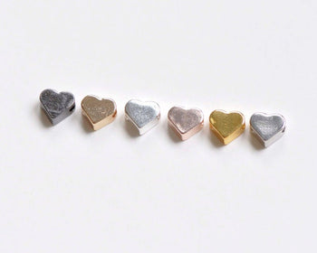 Tiny Blank Heart Spacer Beads 6x7mm Set of 10