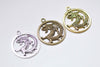 Antique Bronze/Silver/Gold Dragon Ring Round Charms 32mm Set of 10