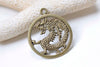 Antique Bronze/Silver/Gold Dragon Ring Round Charms 32mm Set of 10