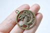 Antique Bronze/Silver/Gold Dragon Ring Round Charms 32mm Set of 10