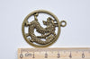 Antique Bronze/Silver/Gold Dragon Ring Round Charms 32mm Set of 10