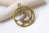 Antique Bronze/Silver/Gold Dragon Ring Round Charms 32mm Set of 10