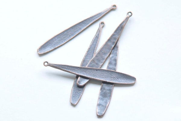10 pcs Antique Copper Long Leaf Teardrop Charms Pendants 6x42mm A8610