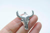 10 pcs Antique Silver 3D Bull Head Charms Pendants 28x31mm A2845