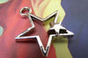 20 pcs Antique Silver Double Star Charms 22x26mm A5196