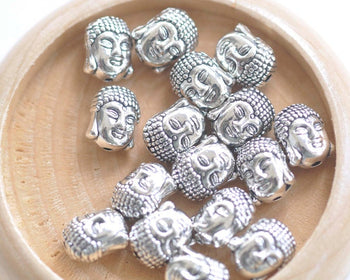 20 pcs of Antique Silver Buddha Head Beads Charms 9x11mm