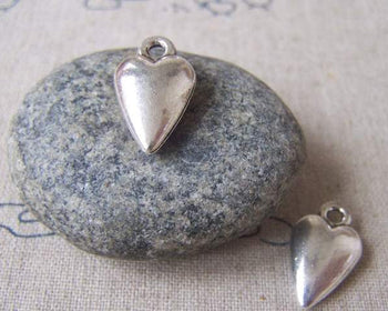 20 pcs of Antique Silver 3D Heart Charms 10x18mm A4573