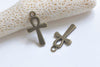 Antique Bronze/Silver/Gold Egyptian Ankh Cross Charms 13x22mm Set of 10
