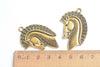 10 pcs Antique Gold Fancy Horse Head Pendants Charms 25x40mm A3981