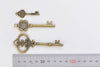 Antique Bronze Skeleton Key Charms Pendants Collection Mixed Style Set of 38 A8546