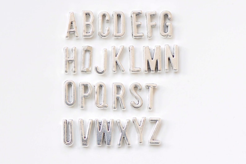 Antique Silver Small Alphabet Letter Tags Initial Beads A-Z Size 6x11mm