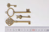 Antique Bronze Skeleton Key Charms Pendants Collection Mixed Style Set of 26