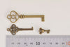 Antique Bronze Skeleton Key Charms Pendants Collection Mixed Style Set of 19 A6671