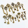 Antique Bronze Skeleton Key Charms Pendants Collection Mixed Style Set of 19 A6671