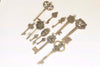 Antique Bronze Skeleton Key Charms Pendants Collection Mixed Style Set of 12 A3087