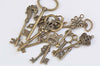 Antique Bronze Skeleton Key Charms Pendants Collection Mixed Style Set of 38 A8546