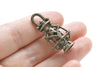 Antique Bronze 3D Filigree Lantern Pendant Charms 17x34mm Set of 10