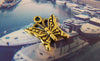 30 pcs of Antique Gold Embossed Butterfly Charms 15x16mm A5436