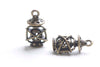 Antique Bronze 3D Filigree Lantern Pendant Charms 13x23mm Set of 10
