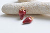 Light Gold Enamel Strawberry Red Pendants Charms 9x12mm Set of 10 A916