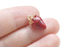 Light Gold Enamel Strawberry Red Pendants Charms 9x12mm Set of 10 A916
