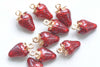 Light Gold Enamel Strawberry Red Pendants Charms 9x12mm Set of 10 A916