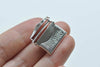 10 pcs Shiny Silver Brass Flower Purse Wallet Shaped Photo Locket Charms 15x20mm