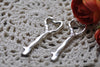 6 pcs Antique Silver Irregular Heart Skeleton Key Charms 18x51mm A7259