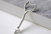 6 pcs Antique Silver Irregular Heart Skeleton Key Charms 18x51mm A7259